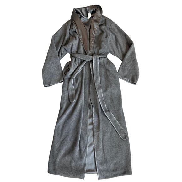 Natori Other - Vintage Natori Gray, Satin, Plush, Full Length Robe- XS